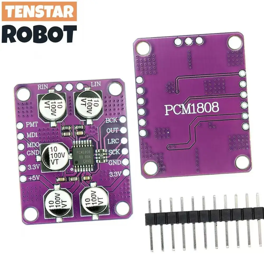 TENSTAR  PCM1808 105dB SNR Audio Stereo ADC Single-Ended Analog-Input Decoder 24bit Amplifier Board Player Module