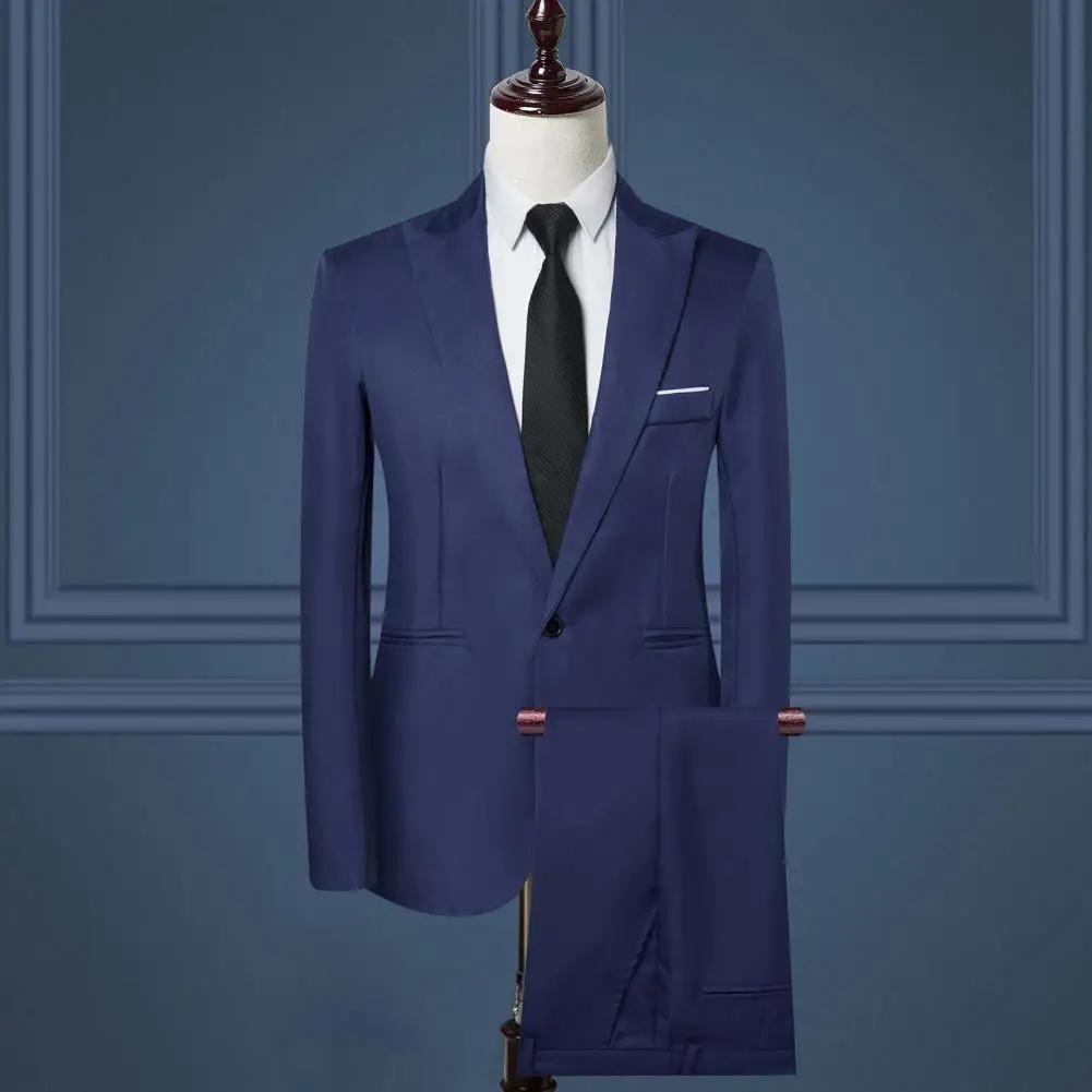 

Маленький размер Мужской костюм Slim Fit Мужской деловой пиджак Костюм Брюки Комплект 2025 Костюм с длинным рукавом на одной пуговице Пальто + брюки Slim Fit