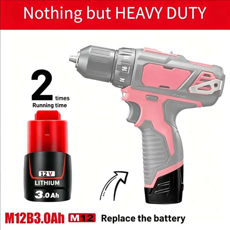 For Milwaukee M12 Battery 12V 3Ah 6.0Ah High Capacity Rechargeable Li-ion Battery Fit 48-11-2402 48-11-2411 Handheld Power Tools