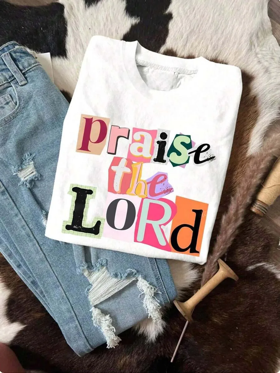 

Plus - Size Casual Religious - themed Tee, Short - Sleeve with Unique Print
