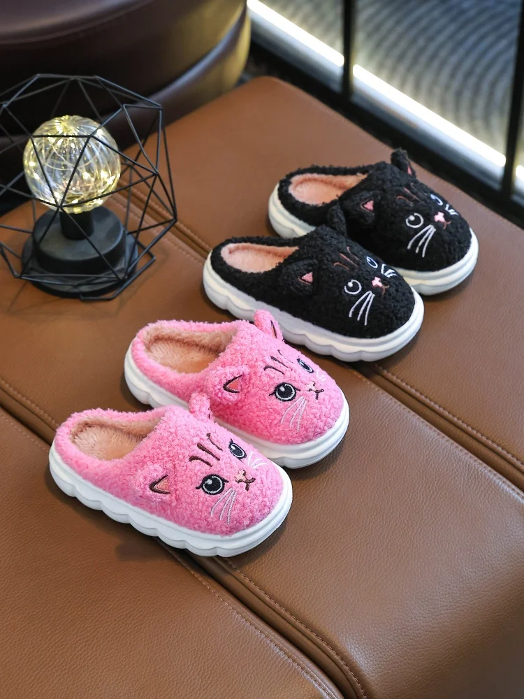 

Winter cotton flip flops cute cartoon cat cute plush fleece flip fluff super hot winter home shoes