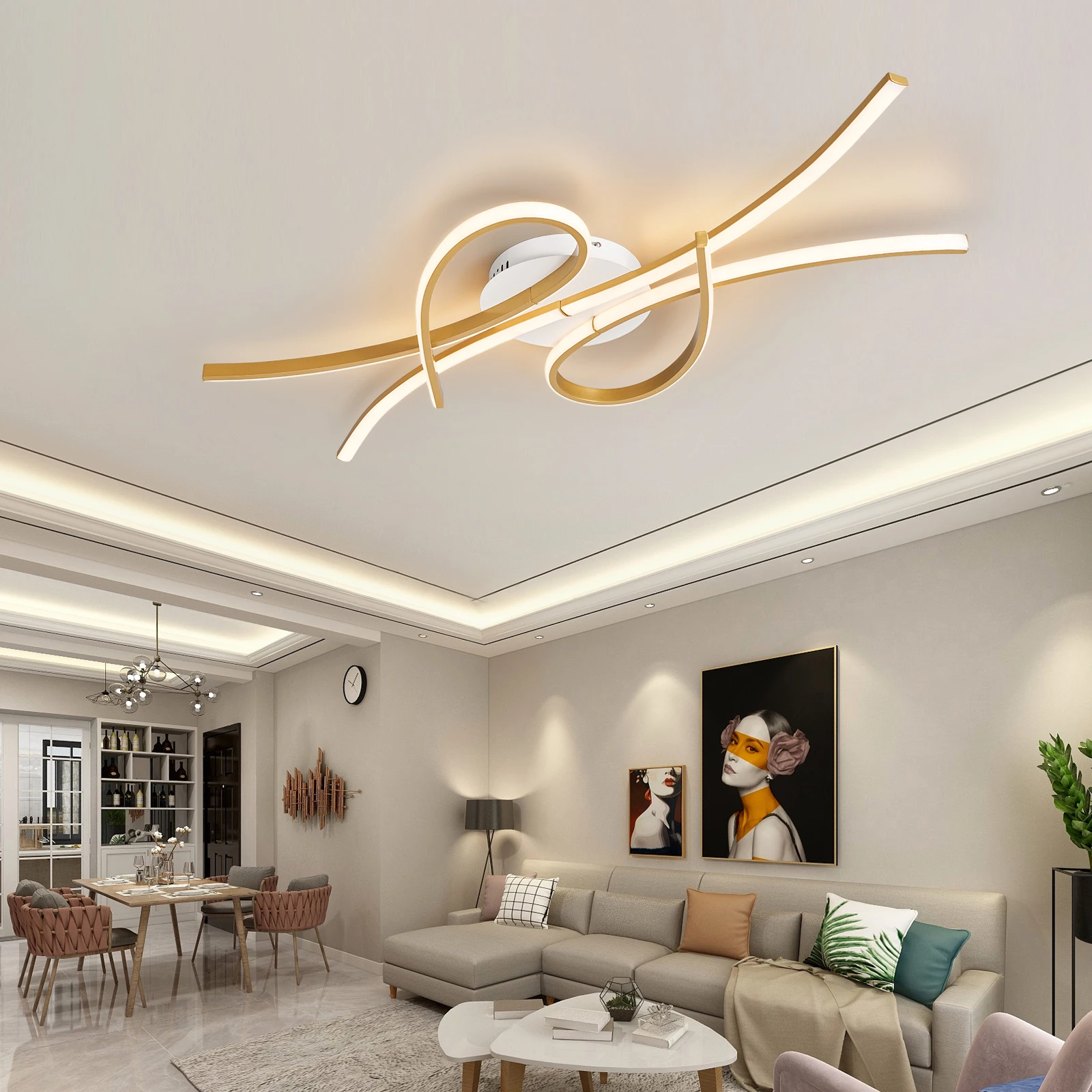 

Smart Home Alexa Modern led Ceiling Lights for living room bedroom study room Matte black or Gold finished Ceiling Lamp fixtures