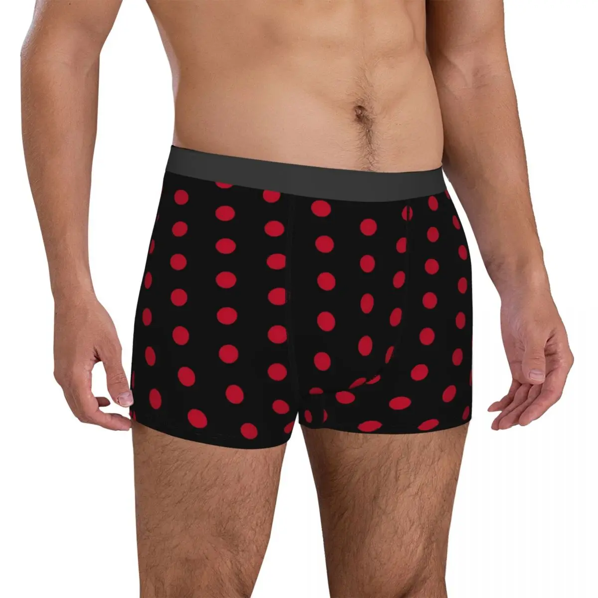 Red Polka Dot Underwear Vintage Print Design Boxershorts High Quality Men's Underpants Stretch Shorts Briefs Gift Idea