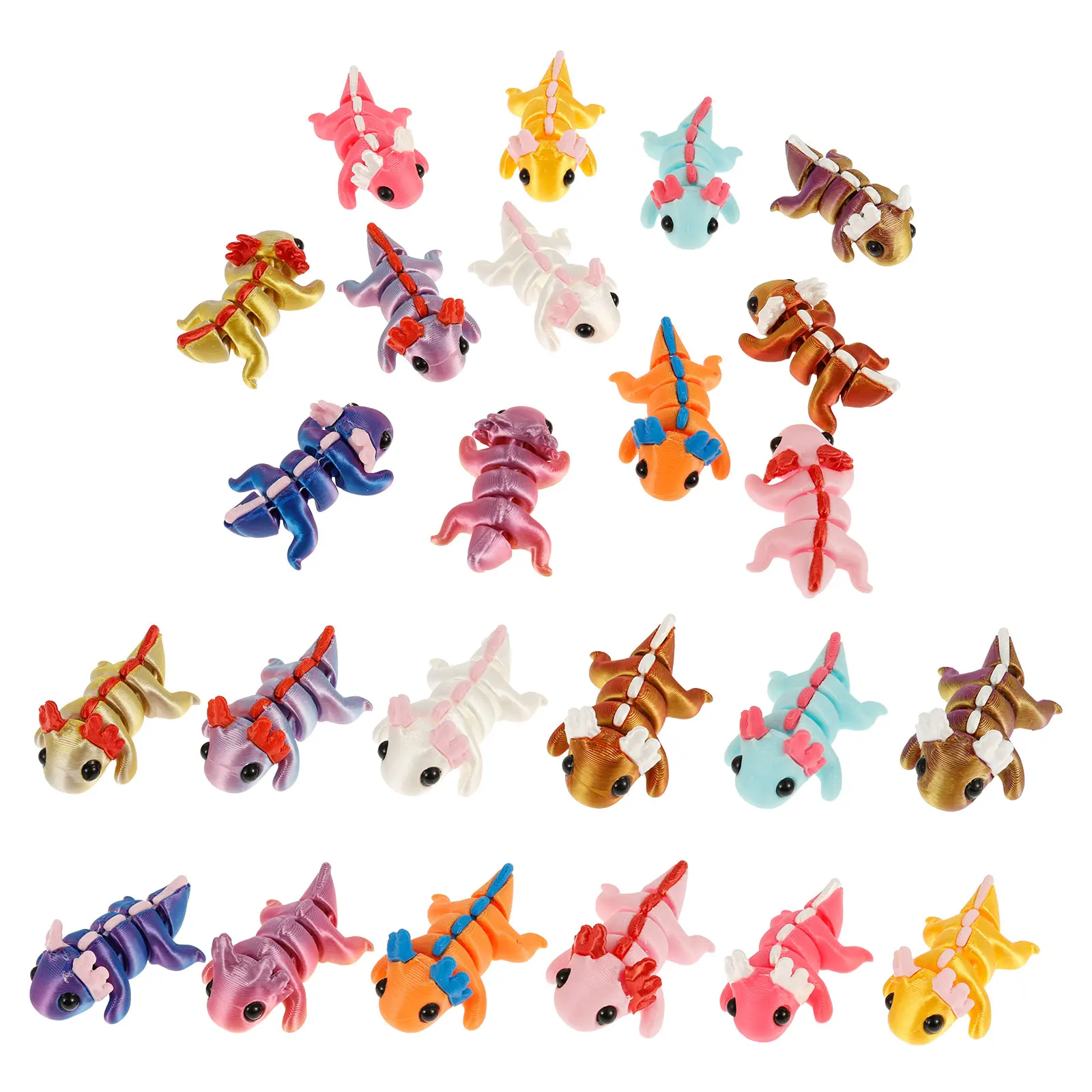 24 Pcs Plastic 3D Printed Axolotl Figure Flexible Joint Mini Sensory Axolotl Toy Fun 3D Printed Animal Toys for Children Gifts
