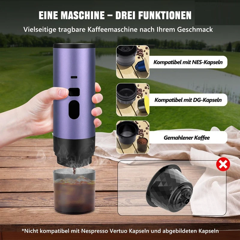 

Портативная капсульная кофемашина, электрическая кофеварка для эспрессо, для Nespressos Gustos капсул и кофейного порошка-ABLM