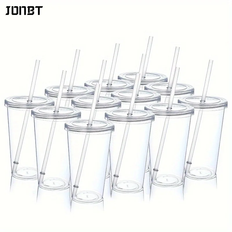 

3PCS Reusable Single layer Plastic Transparent Drinking Cup Water Bottle With Lid Straw Outdoor Drink Tea Milk Coffee Mug Tools