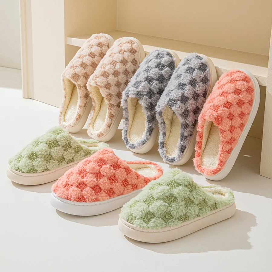 Autumn and Winter Women's Cotton Slippers - Cozy Couple's Non-Slip House Shoes, Thick Sole Wool Indoor Slippers for Men & Women