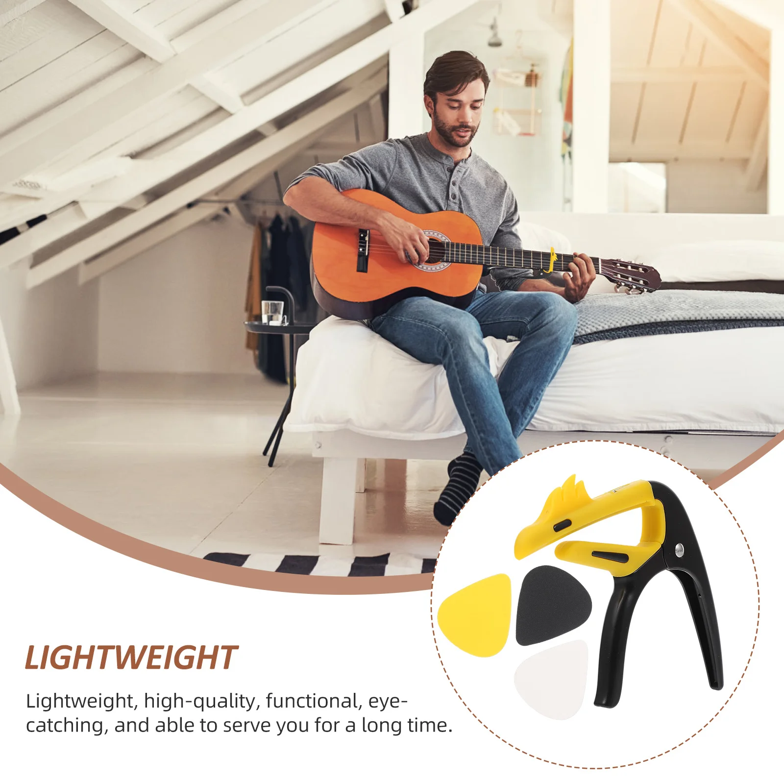 

1Set Guitar Capo Clip Lightweight Practical Functional Zinc Alloy Quick Release Efficient Pitch Adjustment Folk Guitar