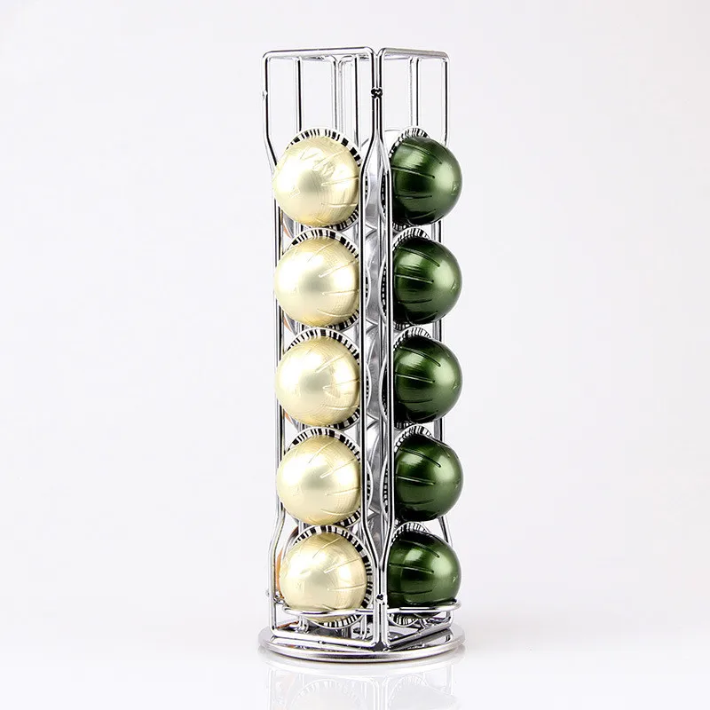 Rotatable Vertuo line Coffee Capsule Pods Holder Stand Metal 20 Cups Storage Organizer Shelves Rack