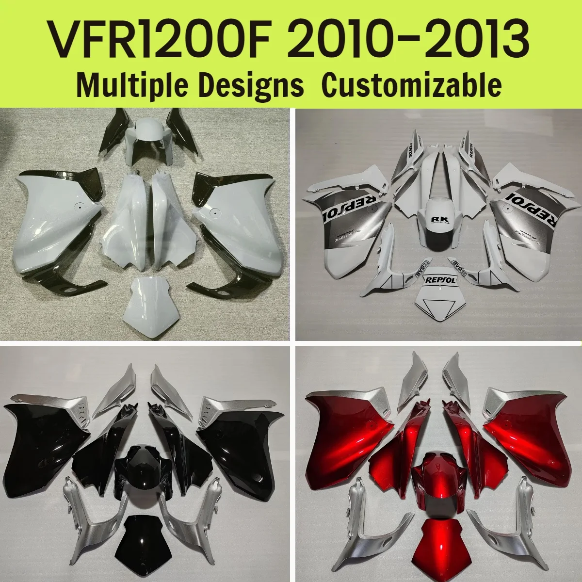 

VFR1200F 2010 2011 2012 2013 Prime Fairings for HONDA VFR 1200F 10 11 12 13 ABS Injection Plastic Full Body Cowling Fairing Kit
