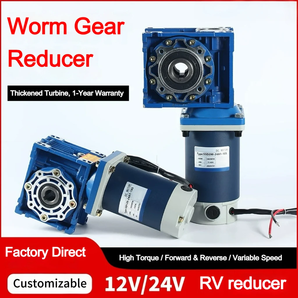 Customizable 12V 24V 48V 60W-120W DC Permanent Magnet Worm Gear Motor RV40 Brush Reversible Rotation for Home Appliance