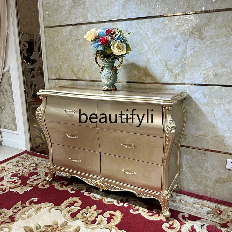 

A16 French solid wood porch cabinet European luxury carved living room decorative table dining side cabinet dining room