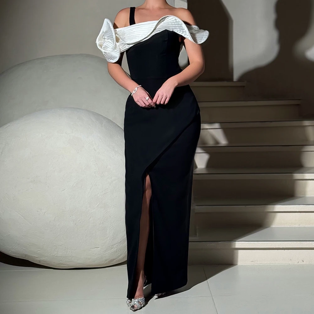 

Прямые вечерние платья по индивидуальному заказу, длиной до щиколотки, на одно плечо, без рукавов, платье для выпускного вечера, модное вечернее платье с разрезом по бокам и рюшами на спине