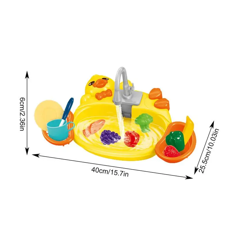 Speelgootsteen met stromend water Kinderkeukengootsteenspeelgoed Vaatwasser Speelspeelgoed met stromend water Fantasiespel Voedselvisspeelgoed