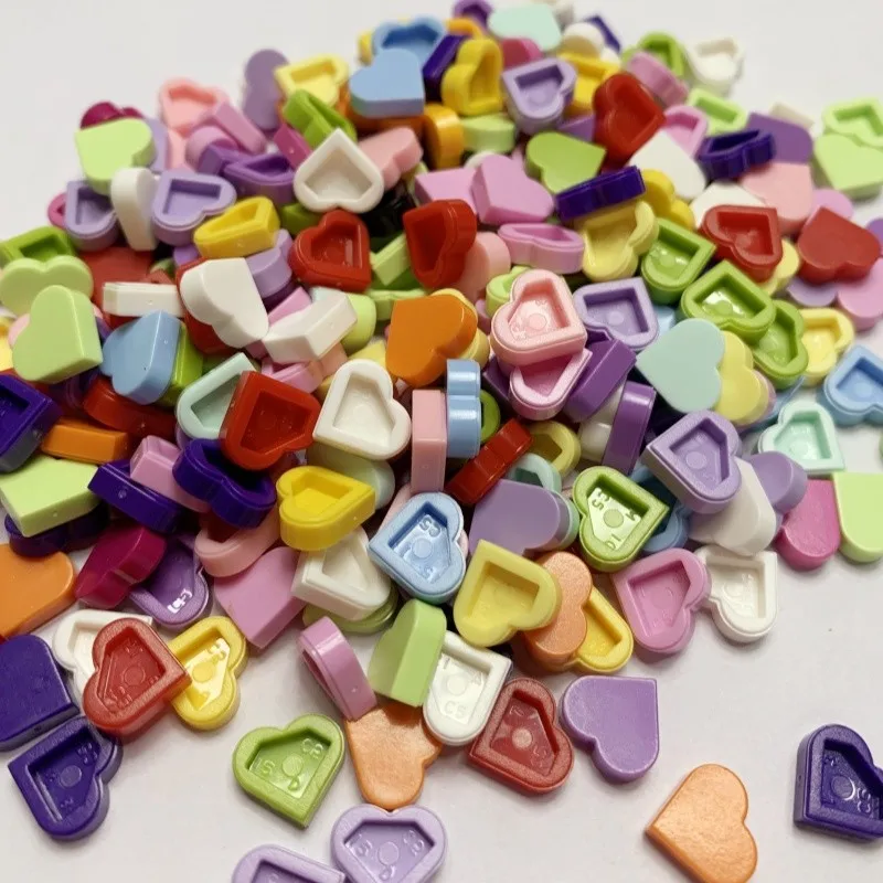 100pcs MOC 39739 Tile Round 1x1 Heart Building Blocks Sets Love Peach Compatible with Educational Creative Kids Children Toys