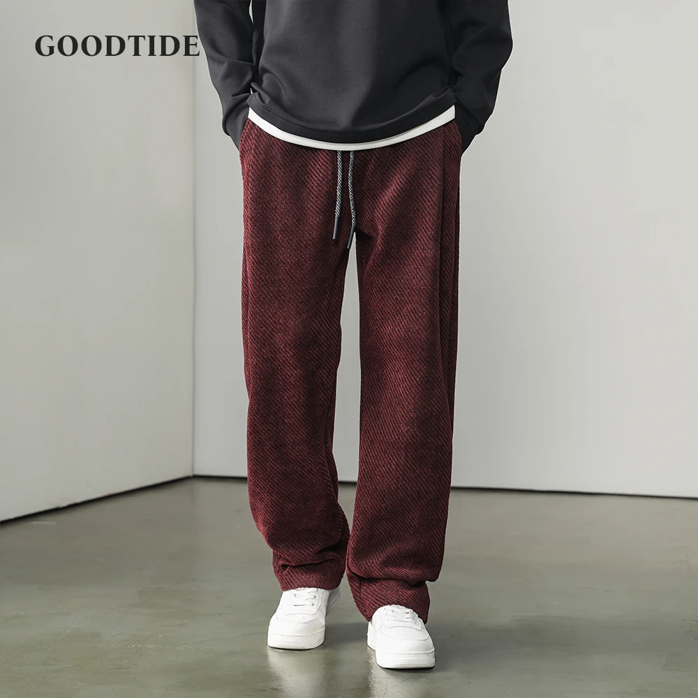 

Fashion Men's Casual Straight Casual Pants 2025 New Elastic Waist Drawstring Design Daily Commuting Trendy Wide Leg Pants