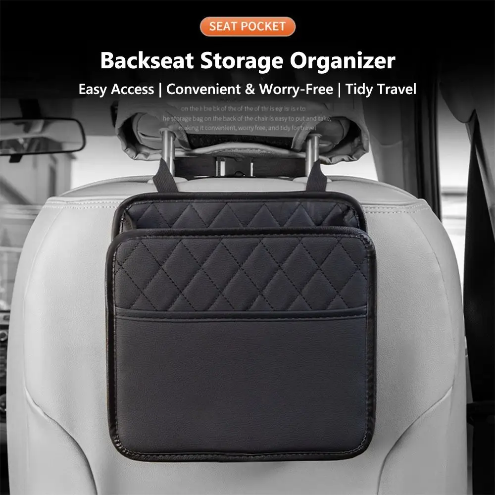 

Universal Fit Multi-functional Car Seat Organizer Leather Hanging Pocket Storage Bag Durable Space-Saving Backseat Storage Rack