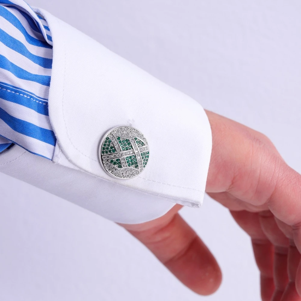 Luxury Round Paved Rhinestone Plaid Cufflinks For Men Inlaid Crystal Metal Cuff Links Business Wedding Formal Shirt Accessories