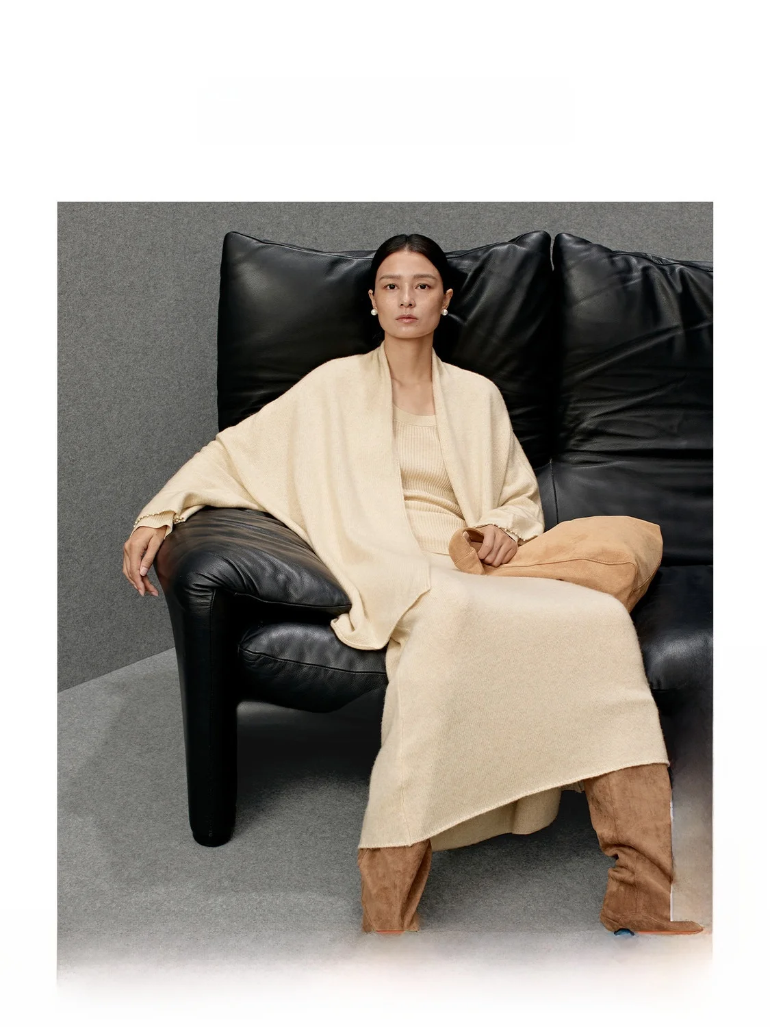 

ZhiZhi Woolen A-Line Cardigan And Skirt Set Luxury Minimalist Style Women's Fashion Winter Collection Casual Loose Fit