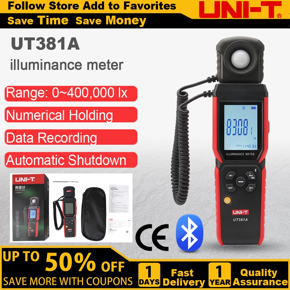 

UNI-T UT381A Digital Illuminance Meter High-Precision Light Meter Photometer Photometer Illuminance Measuring Instrument