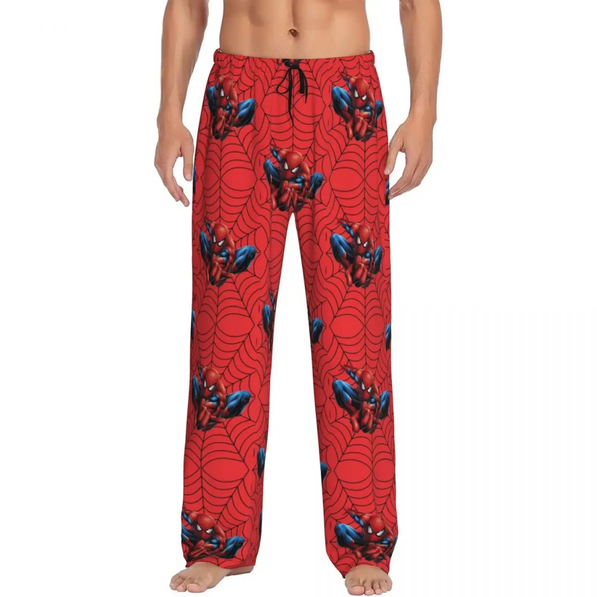 Pantalones de pijama con gesto de Spiderman para hombre personalizados, animación impresa, nuevos pantalones para dormir con bolsillos