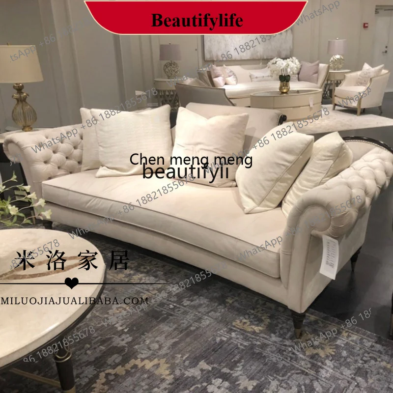 

z183 American, light luxury pull-button solid wood soft bag sofa American floor sofa living room sofa combination furniture
