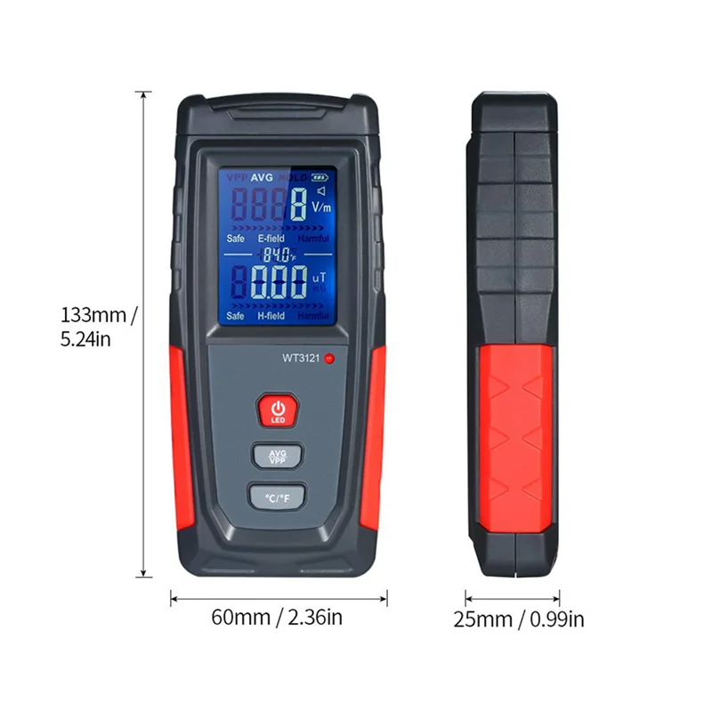 A37T-2X EMF Meter USB Rechargeable, Radiation Detector For Electromagnetic Field And Temperature Precise For Home Appliances