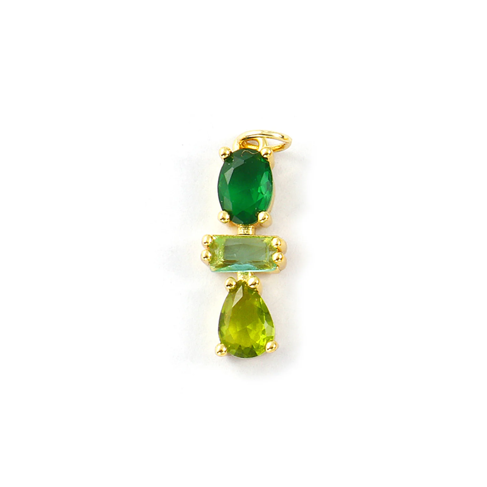 1PC Romantic Colorful Brass Rhinestone Geometric Connectors Charms 18K Real Gold Plated Green Red Pendants Earrings DIY Findings