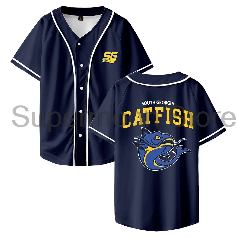 Chad Powers South Georgia Catfish Logo Baseball Jersey V-Neck Short Sleeve Button-up Shirts Women Men Streetwear Tops
