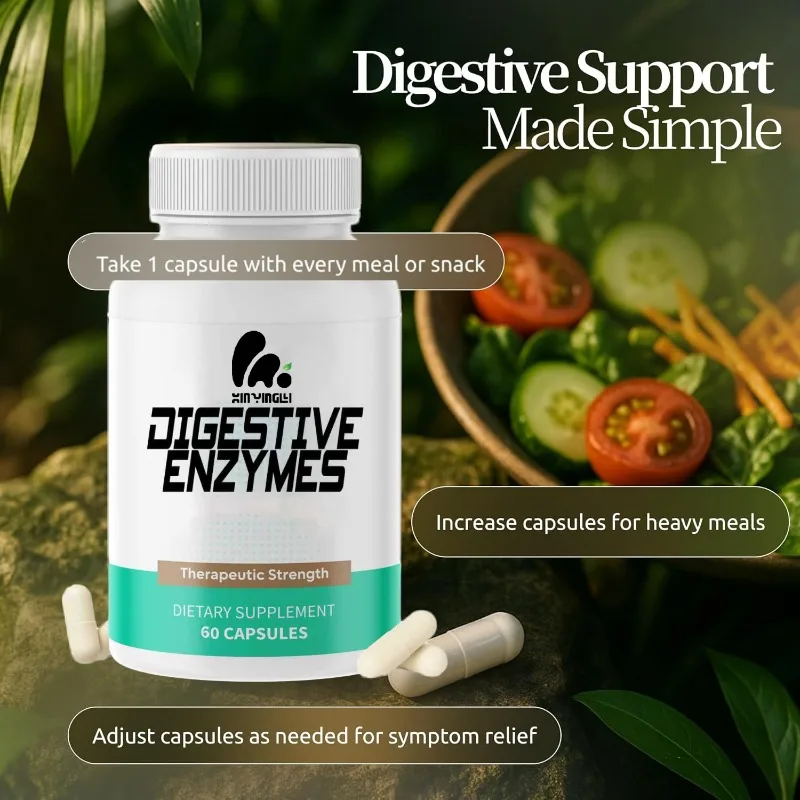 Digestive enzyme 40000 USP lipase capsule  used for digestion and intestinal health support