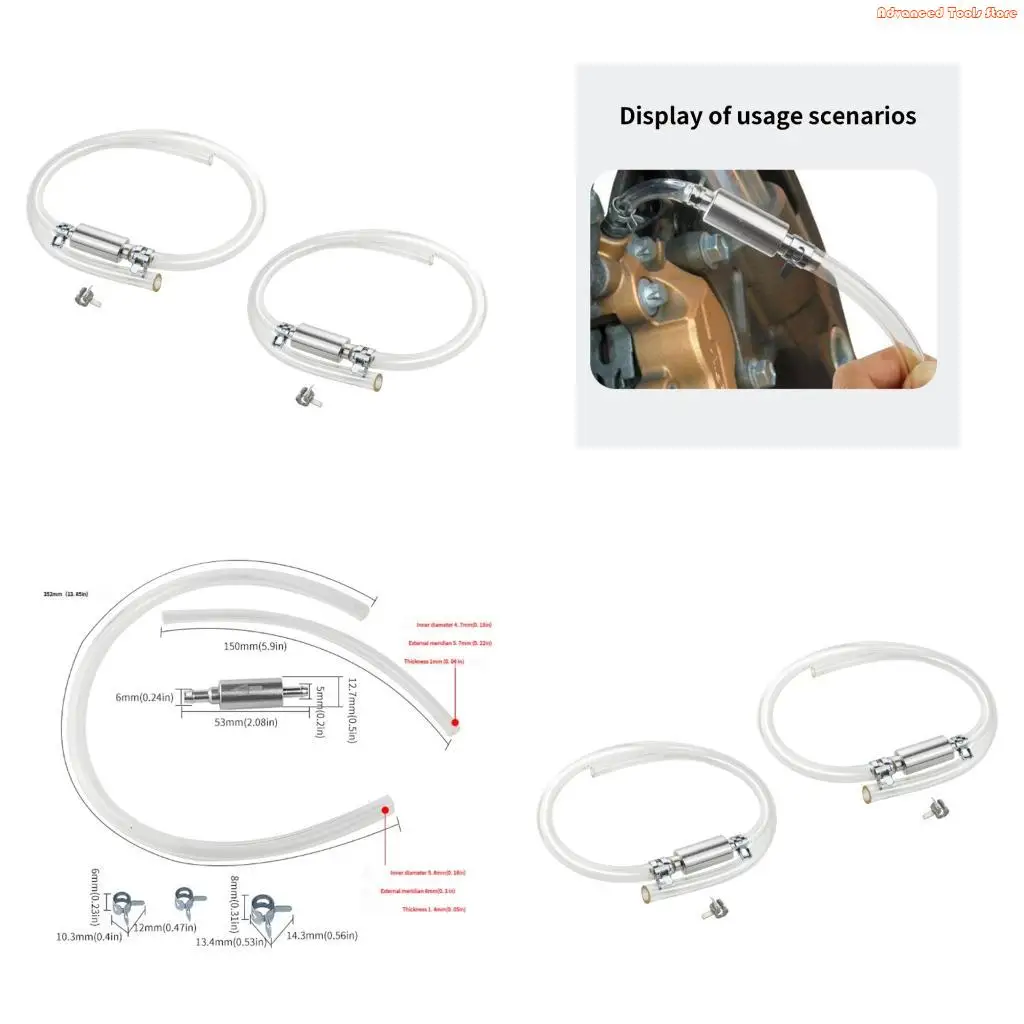 Aluminum Brake Fluid Bleeder Hose With AntiBackflow Valves for Motorcycle Clutch W91B