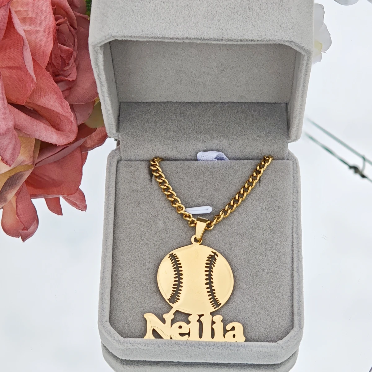 Customized Stainless Steel jewelry DIY Letter Necklace Sports Style Necklace Football Baseball Necklace Fashionable Jewelry Gift