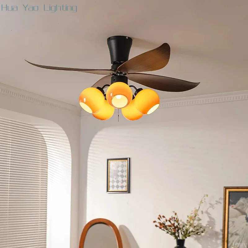 US LED Ceiling Lights Retro Ceiling Fan Light Bedroom Living Dining  Art Lamp Kitchen Island Home Decor Lustre Lighting Fixture