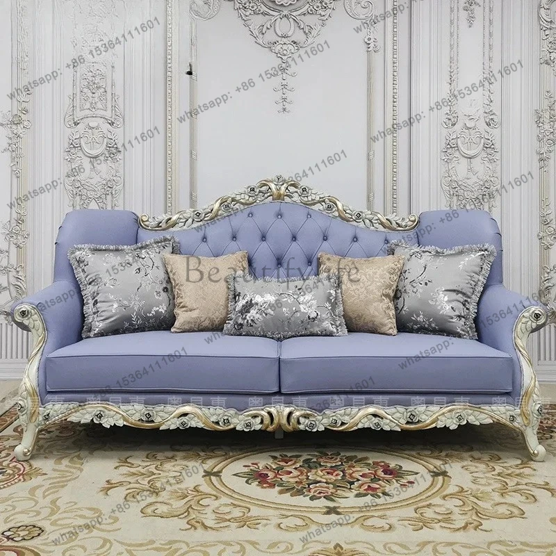 French high-end fabric sofa single and double three-person European classical luxury living room sofa combination