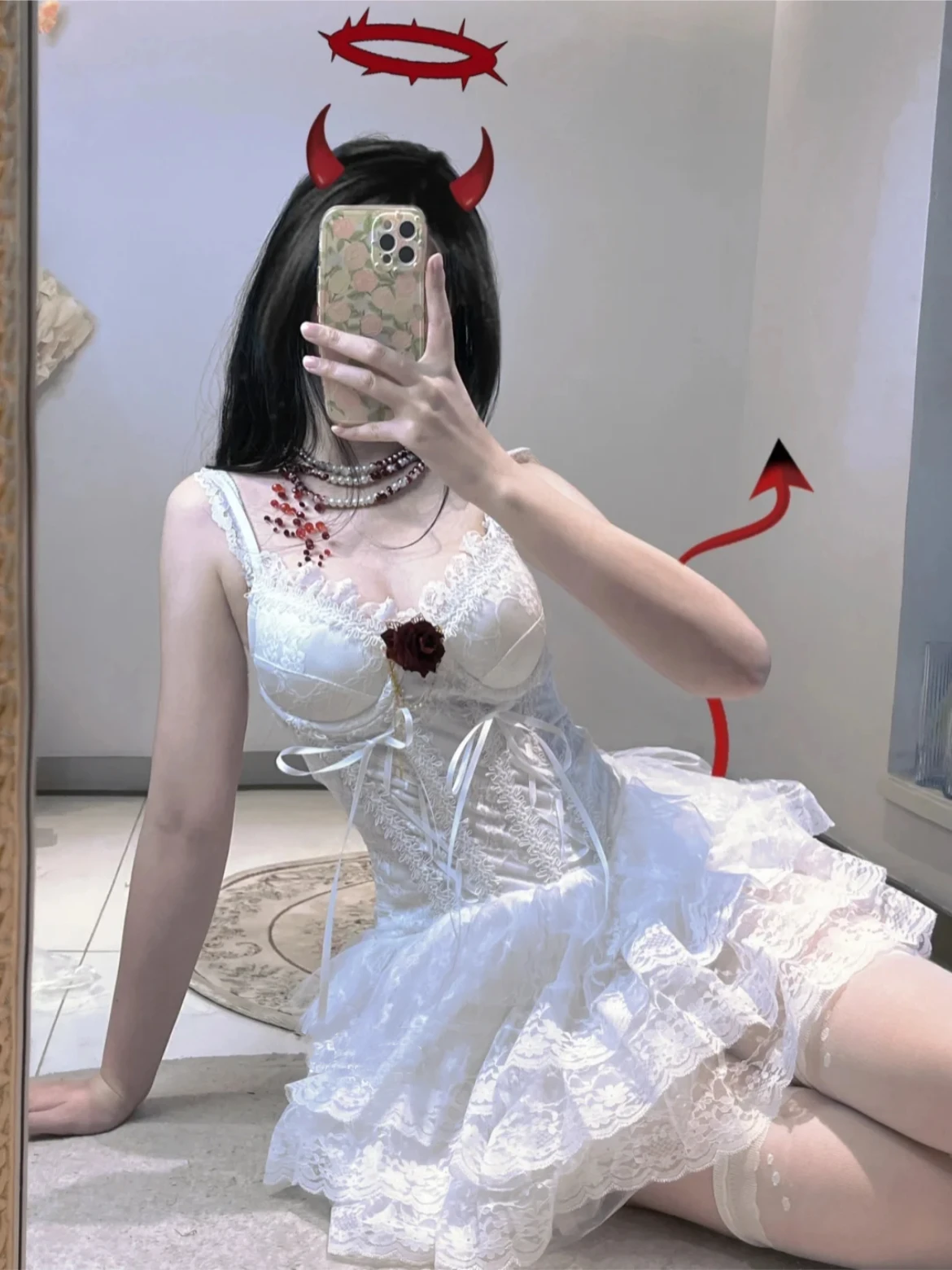 Streetwear y2k Rüschen Gothic Miniröcke Frauen süße Kawaii hohe Taille Spitze eine Linie Rock Sommer koreanische Mode schwarz Ballkleid