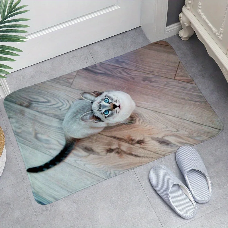 Cat Print Welcome Door Mat Non Slip Indoor Outdoor Home Decore Carpet Living Room Doormats Kitchen Bathroom Floor Washable Rugs