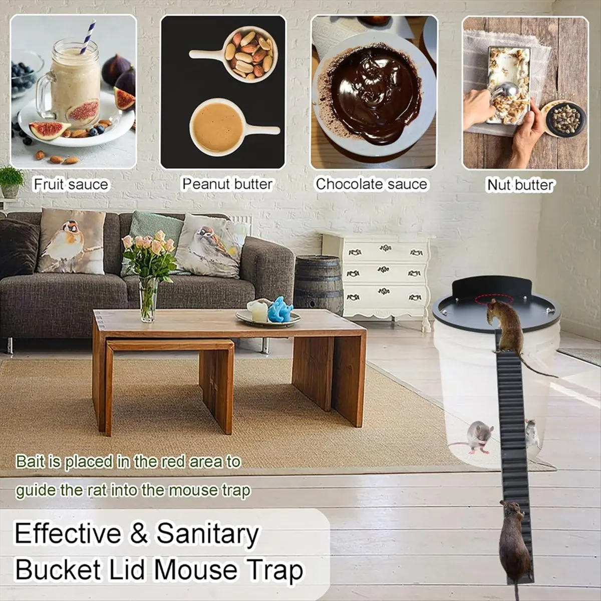 

New Bucket Lid Mouse Trap Metal 5 Gallon Bucket Lid,Strong Metal Material That Cannot Be Bitten, Auto Reset, Repeat Catchk