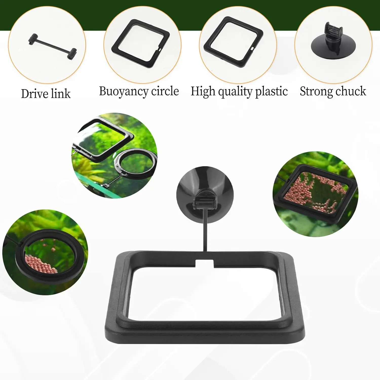 2PCS Aquarium Floating Feeding Ring Set Fish Tank Feeder Ring with Suction Cup Square Round Fish Food Feeding Frame