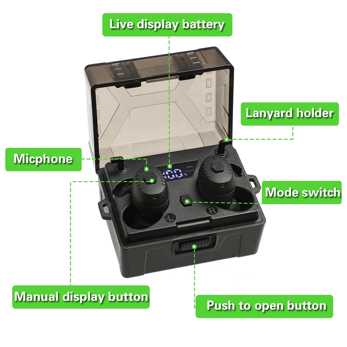 Shooting Earplugs ANC NRR27dB - Tactical Bluetooth Earbuds with Active Noise Cancelling for Hunting Military Ear Protection​