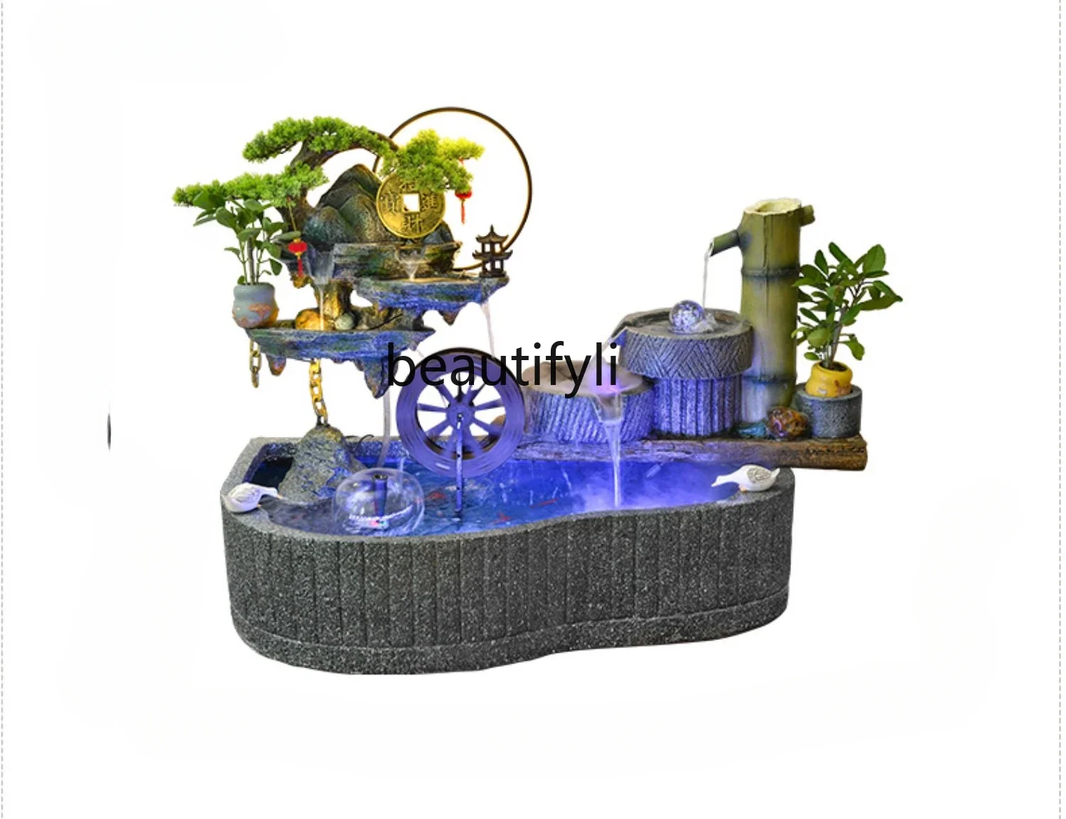 Courtyard Garden Fish Pond Rockery Landscape Indoor Entrance Balcony Flowing Water Landscape Ornament Outdoor Garden Arrangement