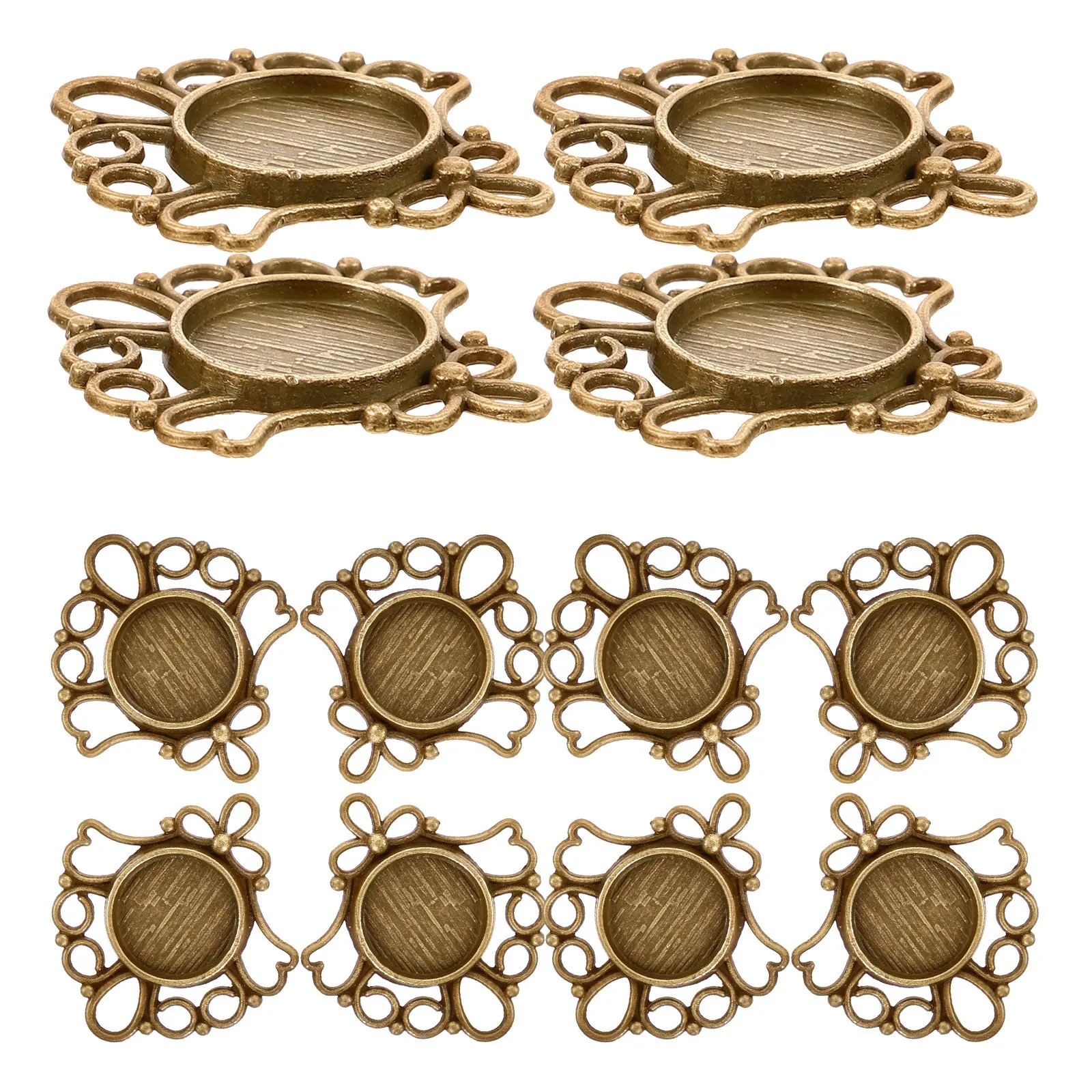 50Pcs Retro Zinc Alloy Pendant Trays for DIY Jewelry Making Smooth Comfortable Finish Compact Exquisite Design Cabochon Inlay