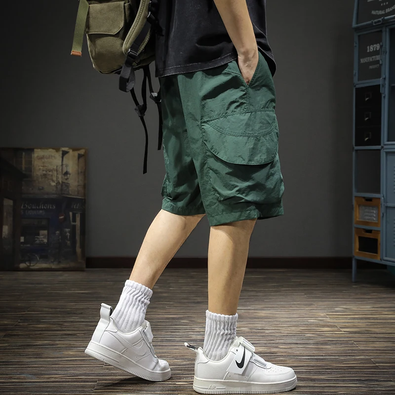 Summer Quick Dried Shorts Men Fashion Casual Ice Silk Loose Short Cargo Pants