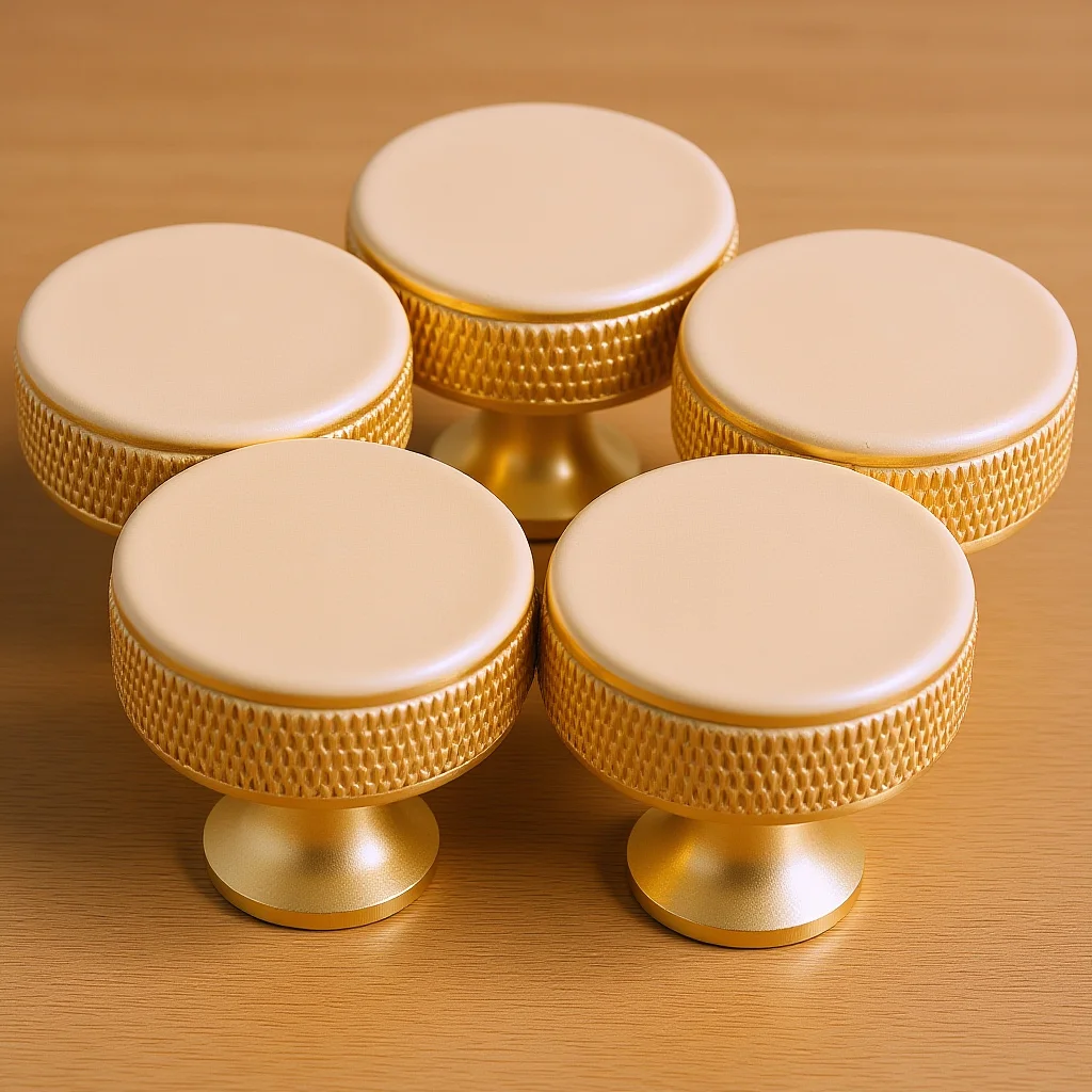 

5Pcs Metal Cabinet Pulls Aluminum Alloy Round Handles Durable for Kitchen Wardrobe Dresser Drawer Furniture Pull Replacement