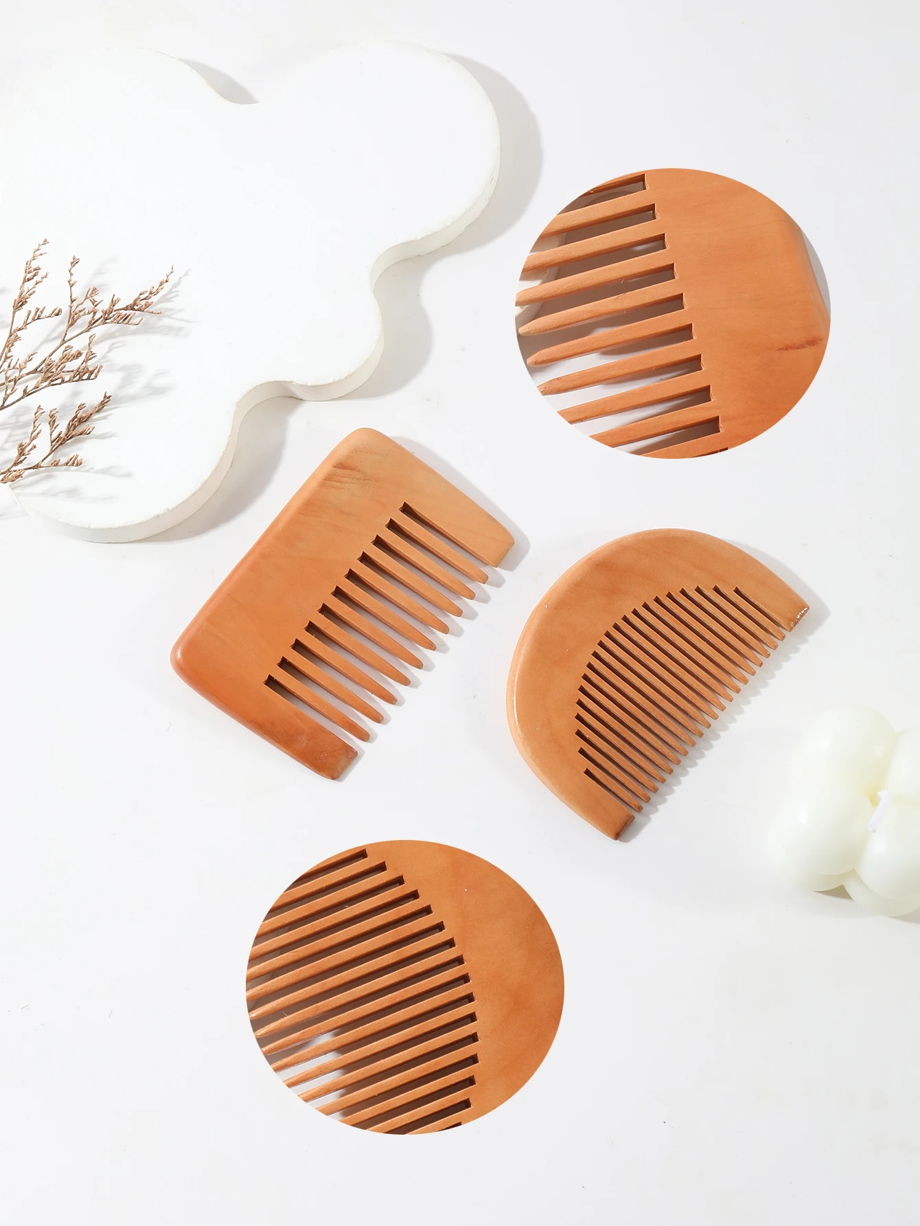 Sisir kayu persik alami, cocok untuk perawatan dan penataan rambut dan jenggot sehari-hari, sisir perjalanan portabel, khusus untuk wig rambut asli