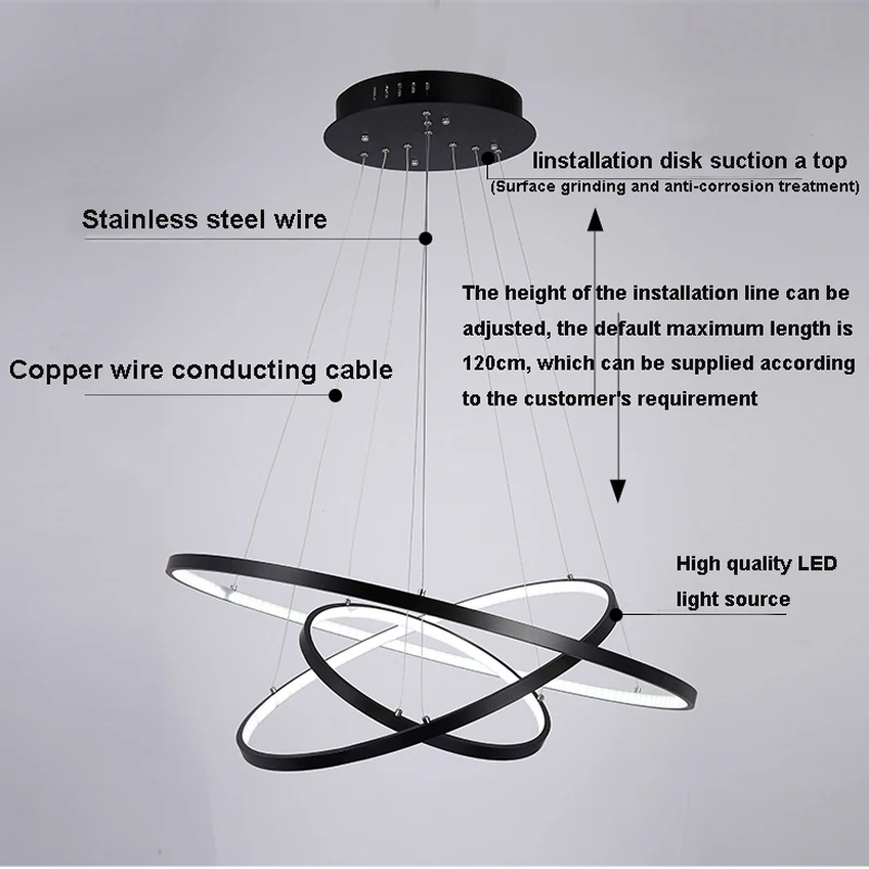 الشمال الحد الأدنى LED Kroonluchter الدائري الإبداعي Eetkamer Woonkamer Plafond Kroonluchter Huis Binnenverlichting Lampen