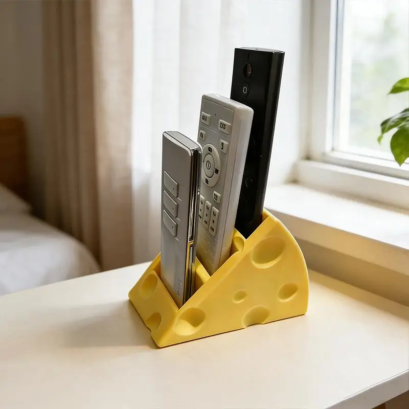 Sundries Organizer Cheese Remote Control Storage Box 3 Grids Creative Pen Holder Save Space Desktop Storage Rack Bedroom