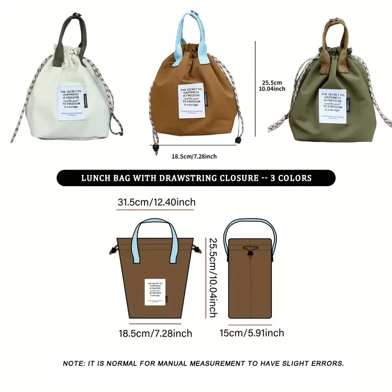 Large Capacity Waterproof Lunch Bag with Drawstring Closure Thick Insulation Cooler Bento Bag for Picnic Work Student Handle Bag image 6