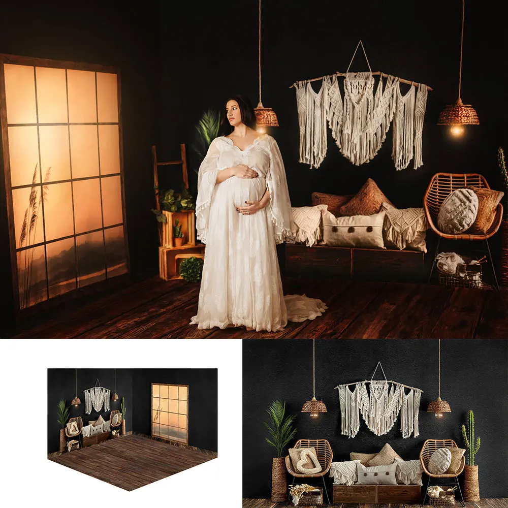 

Boho Backdrop Child Baby Cake Smash Photography Props Window Girls Pregnant Woman Photocall Decors Studio Backgrounds