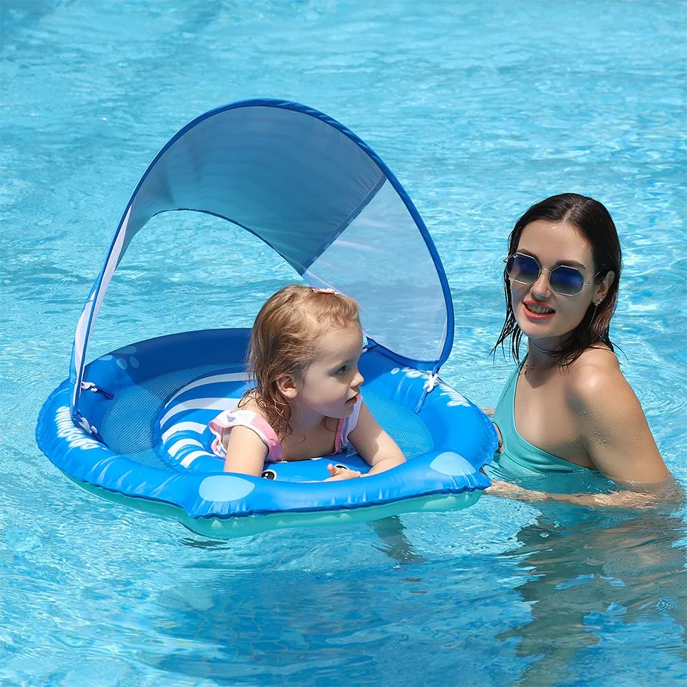 Swimbobo Baby Swimming Float With Canopy Inflatable Infant Ring Kids Pool Accessories Circle Bathing Summer Toys
