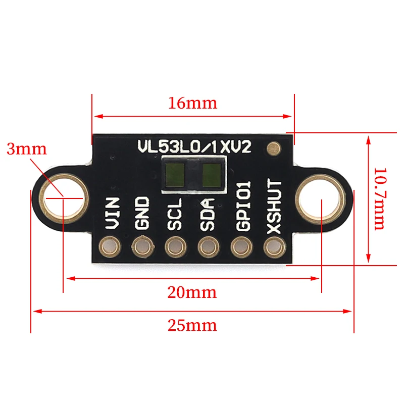 1/5/10Pcs VL53L1X Laser Ranging Sensor Module TOF Time-of-Flight 4m Distance Measurement Black with Ears/Cover Sheet for Arduino
